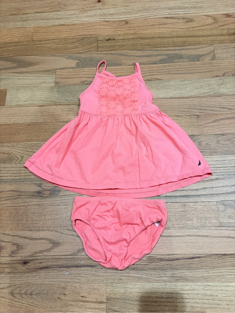 Nautica baby girl eyelet coral pink dress